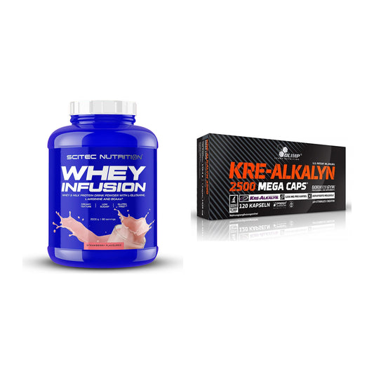 Muskelaufbau-Set: Scitec Whey Infusion + Olimp Kre Alkalyn 2500 – alle enthaltenen Artikel