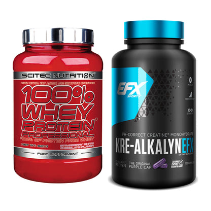 Muskelaufbau-Set: Scitec 100% Whey Professional + EFX Kre-Alkalyn – alle enthaltenen Artikel