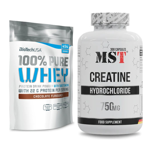 Muskelaufbau-Set: BioTech 100% Pure Whey + MST Creatine HCL – alle enthaltenen Artikel