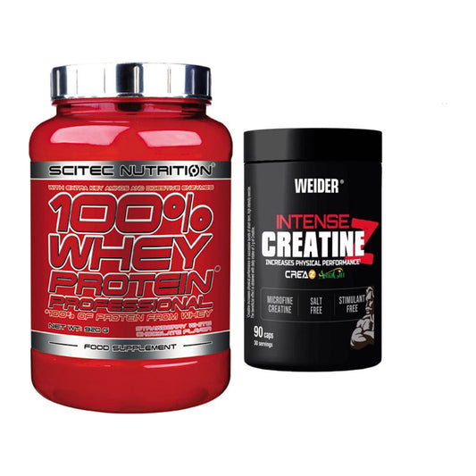 Muskelaufbau-Set: Scitec 100% Whey + Weider Intense Pure – alle enthaltenen Artikel