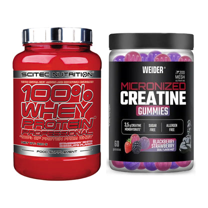 Muskelaufbau-Set: Scitec 100% Whey + Weider Micronized – alle enthaltenen Artikel