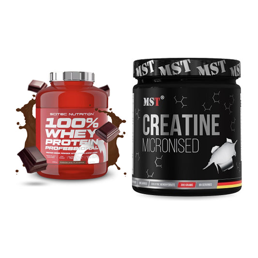 Muskelaufbau-Set: Scitec 100% Whey + MST Creatin Monohydrate – alle enthaltenen Artikel