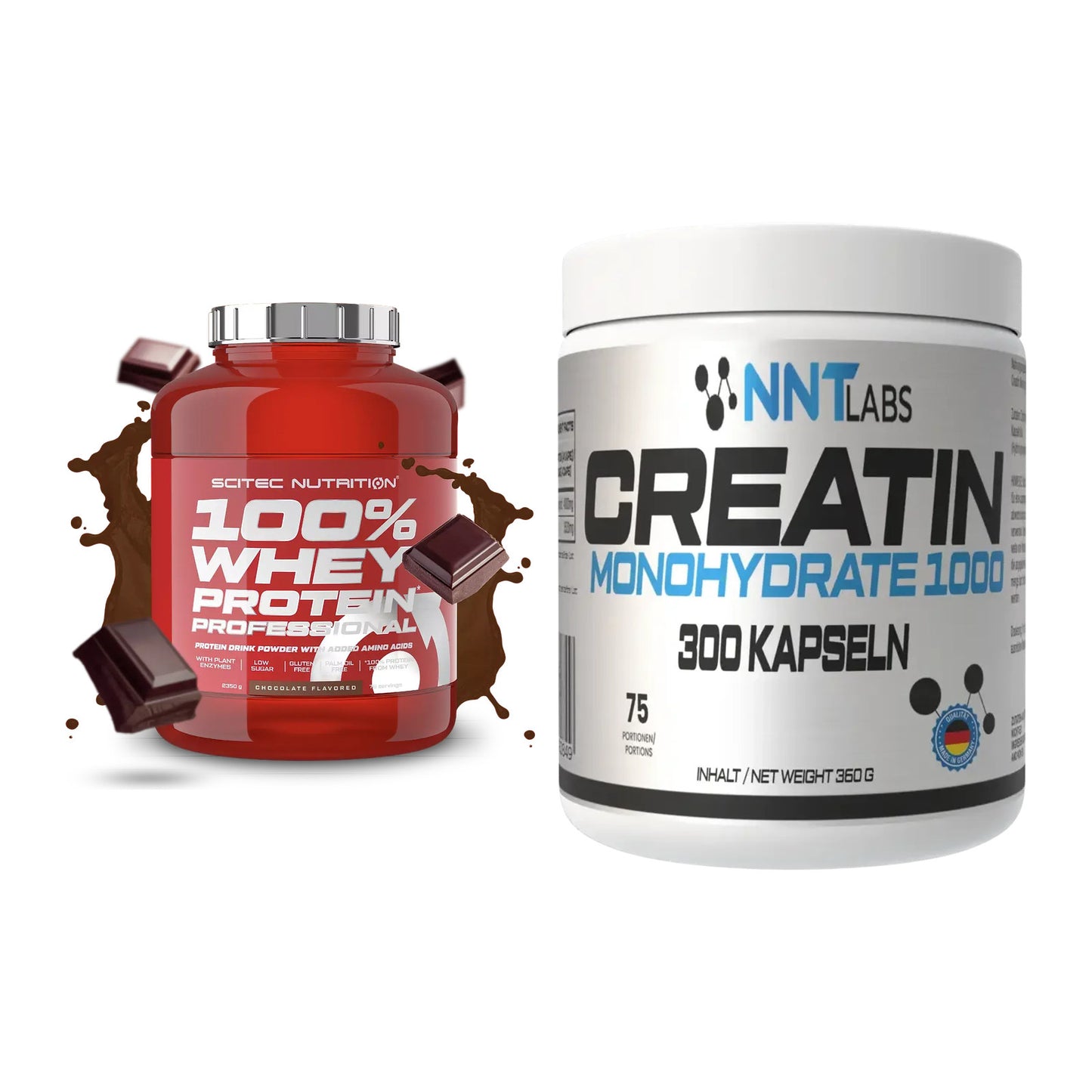 Muskelaufbau-Set: Scitec 100% Whey Professional + NNT Creatin 1000 mg – alle enthaltenen Artikel