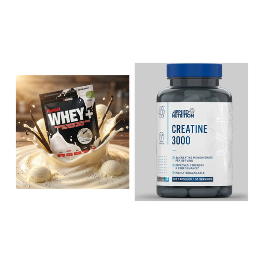 Muskelaufbau-Set: Sinob Honest Whey+ + Applied Nutrition Creatine 3000 – alle enthaltenen Artikel