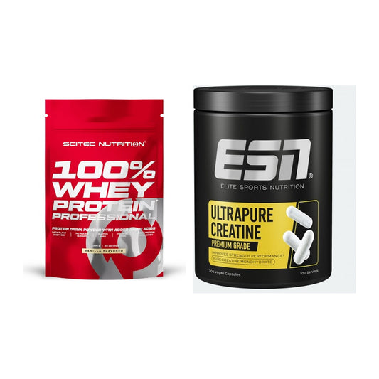 Muskelaufbau-Set: Scitec 100% Whey Protein + ESN Ultrapure Creatine – alle enthaltenen Artikel
