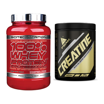 Muskelaufbau-Set: Scitec 100% Whey Professional + Peak Creatin Powder – alle enthaltenen Artikel