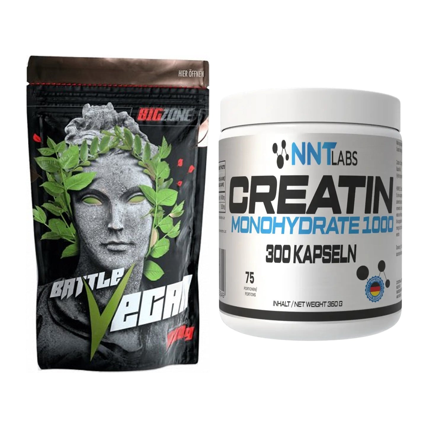 Muskelaufbau-Set: Big Zone Battle Vegan + NNT Creatin 1000 mg – alle enthaltenen Artikel