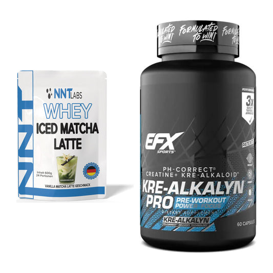Muskelaufbau-Set: NNT Whey ICED MATCHA LATTE + EFX Kre-Alkalyn PRO – alle enthaltenen Artikel