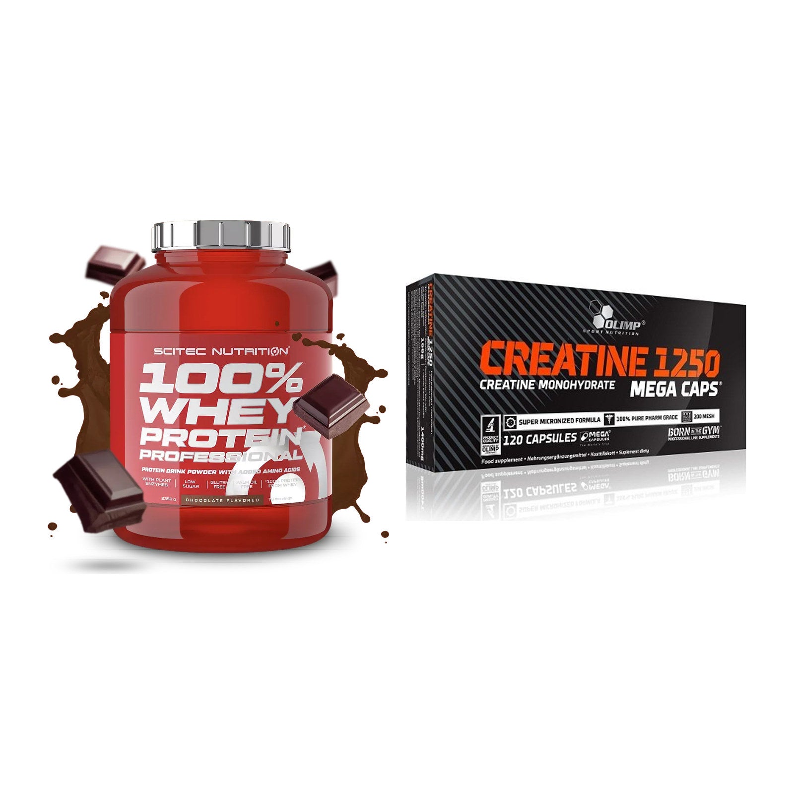 Muskelaufbau-Set: Scitec 100% Whey + Olimp Creatine Mega Caps – alle enthaltenen Artikel