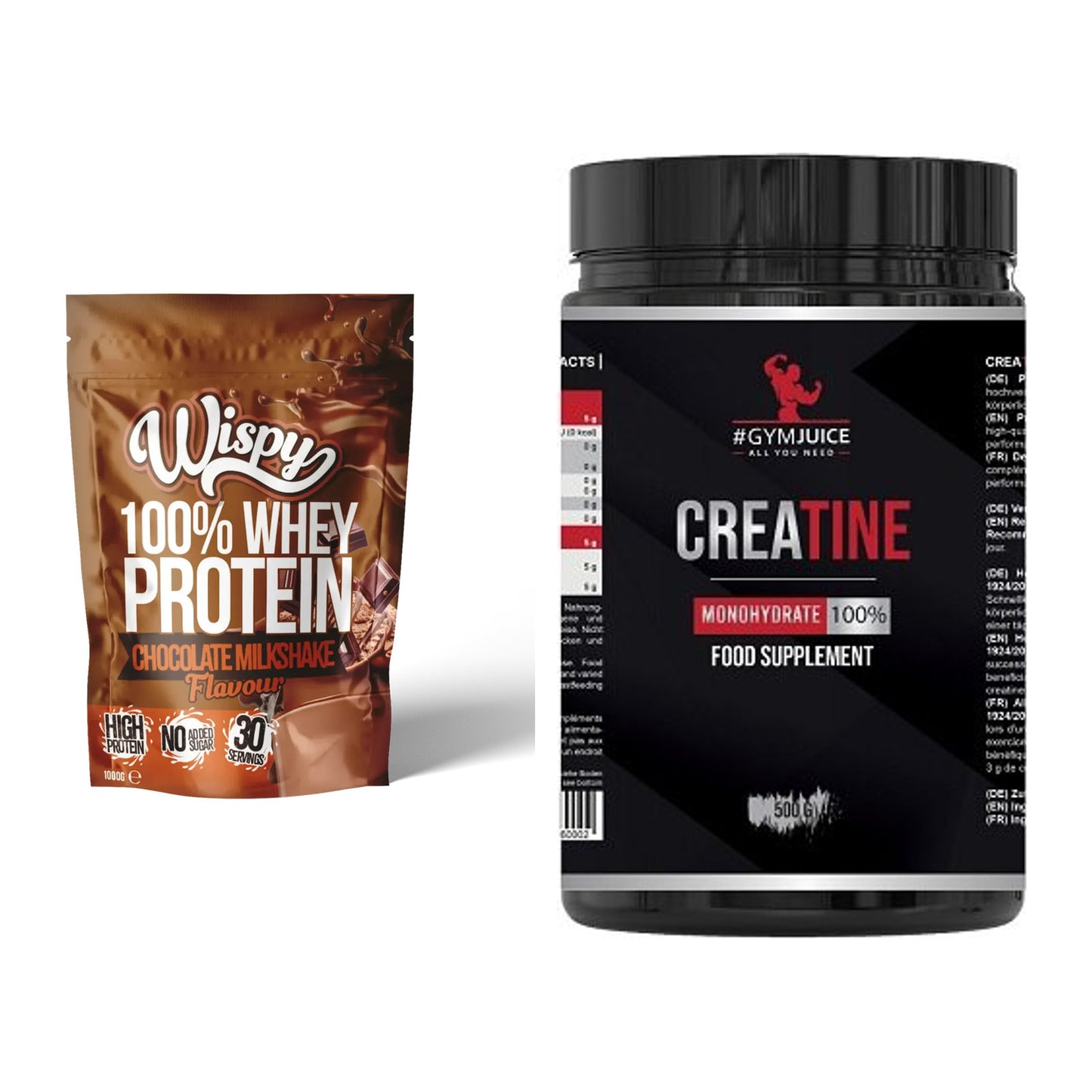 Muskelaufbau-Set: Wispy Whey 100% 1000g + #GYMJUICE Creatine – alle enthaltenen Artikel