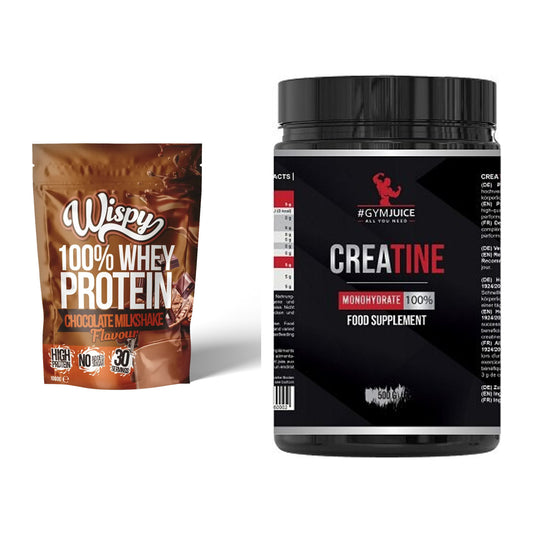 Muskelaufbau-Set: Wispy Whey 100% 1000g + #GYMJUICE Creatine – alle enthaltenen Artikel