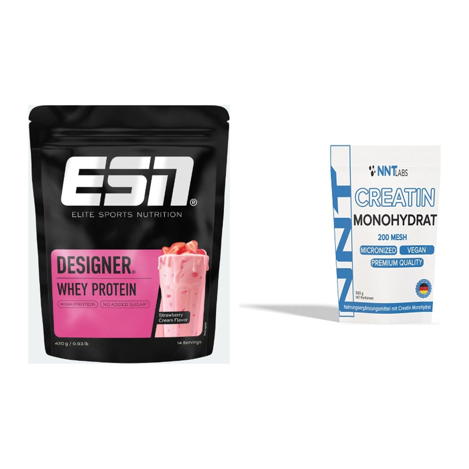 Muskelaufbau-Set: ESN Designer Whey + NNT Creatin Monohydrat – alle enthaltenen Artikel