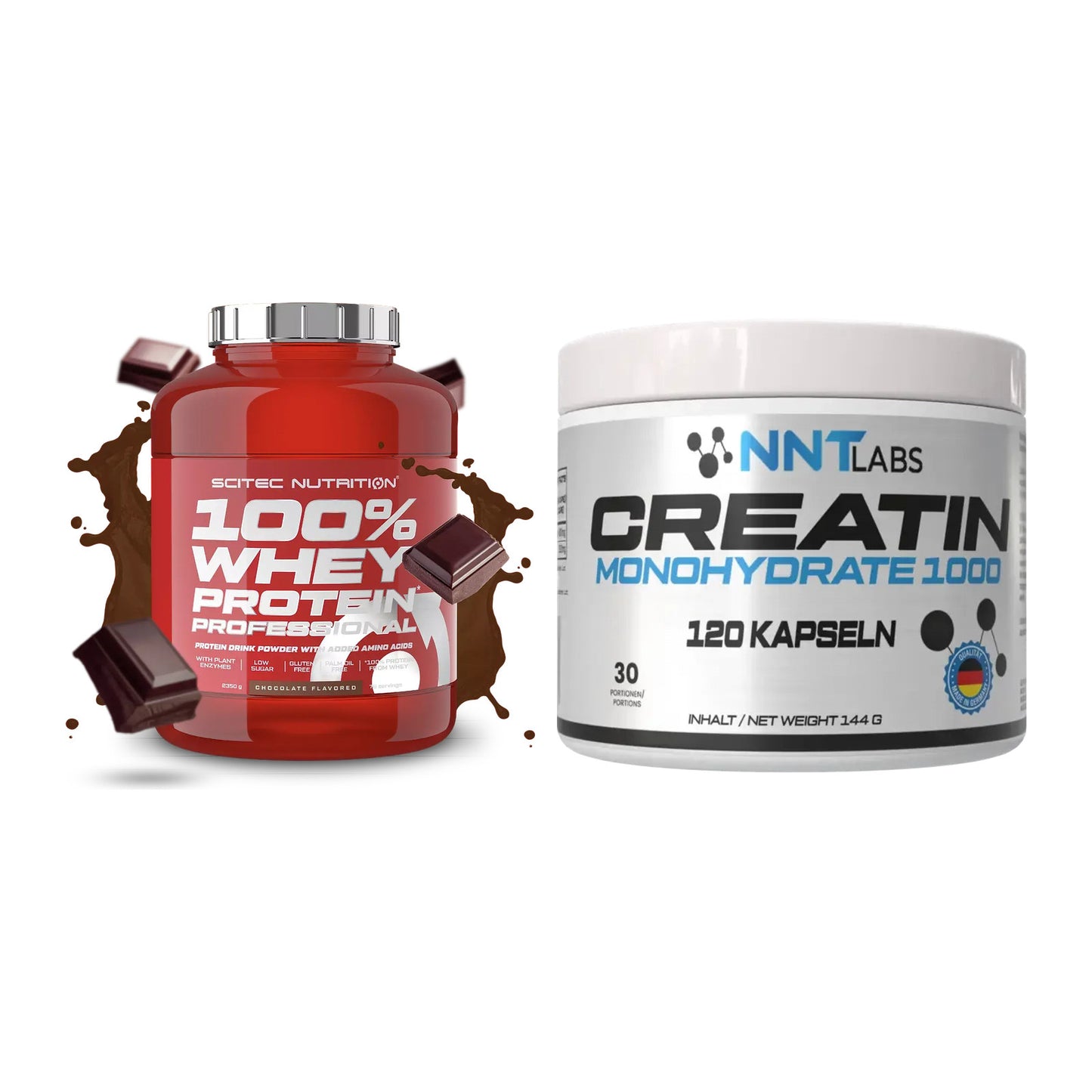 Muskelaufbau-Set: Scitec 100% Whey Professional + NNT Creatin 1000 mg – alle enthaltenen Artikel