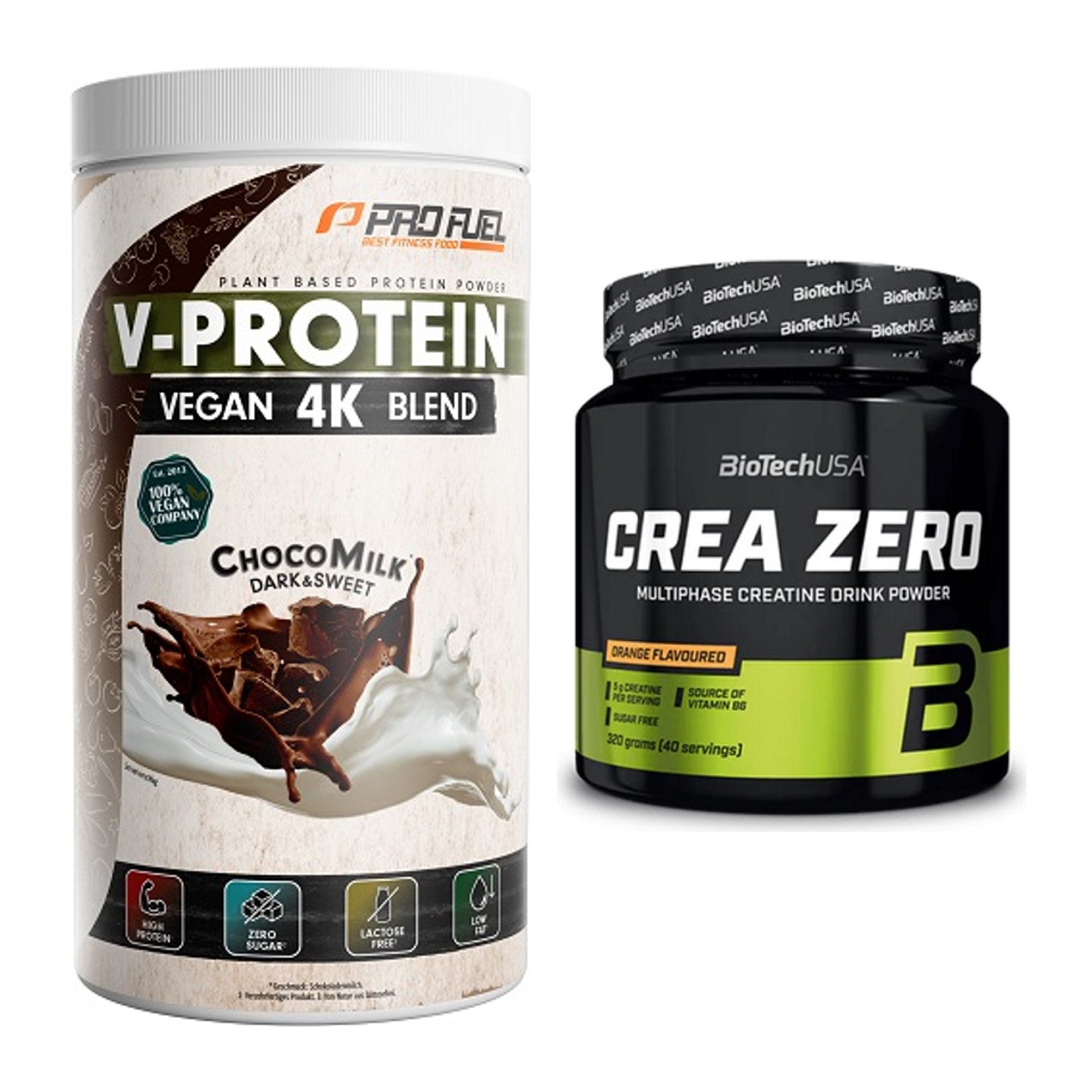 Muskelaufbau-Set: ProFuel V-PROTEIN vegan 4K blend + BioTech Crea Zero – alle enthaltenen Artikel