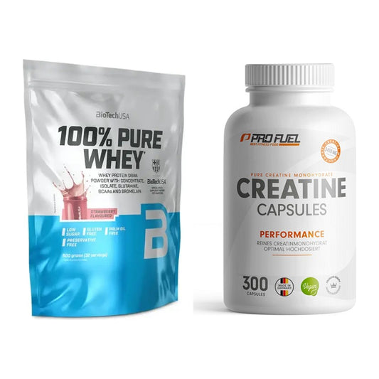 Muskelaufbau-Set: BioTech 100% Pure Whey + ProFuel Creatine – alle enthaltenen Artikel