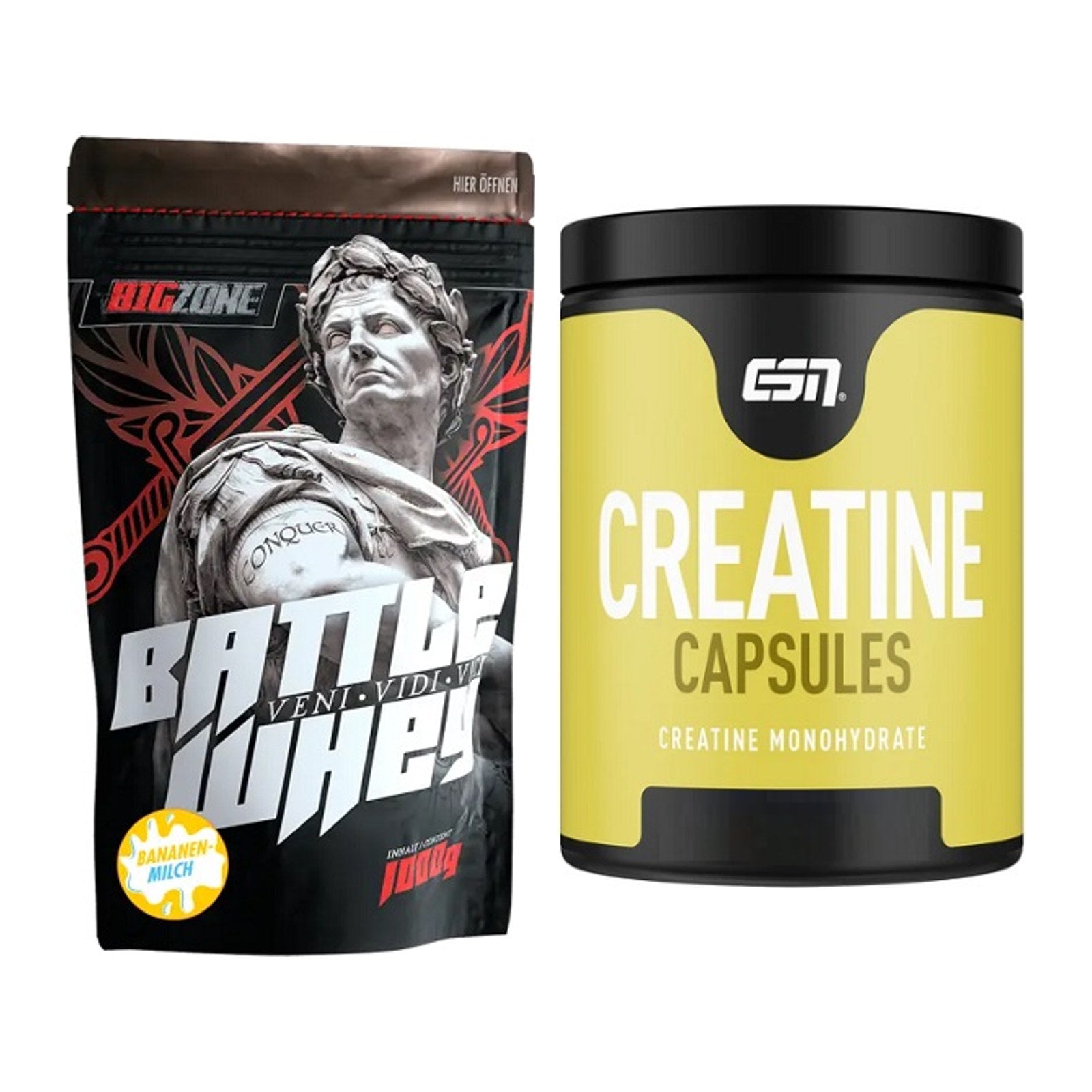 Muskelaufbau-Set: Big Zone Battle Whey + ESN Ultrapure Creatine – alle enthaltenen Artikel