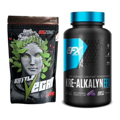 Muskelaufbau-Set: Big Zone Battle Vegan + EFX Kre-Alkalyn – alle enthaltenen Artikel