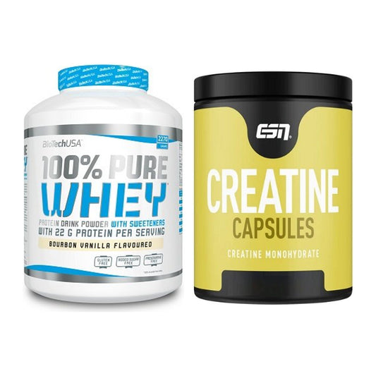 Muskelaufbau-Set: BioTech 100% Pure Whey + ESN Ultrapure Creatine – alle enthaltenen Artikel