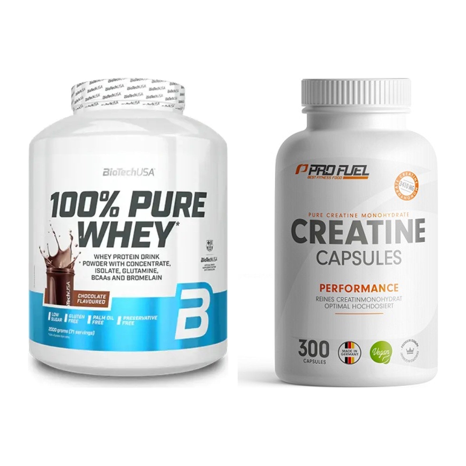 Muskelaufbau-Set: BioTech 100% Pure Whey + ProFuel Creatine – alle enthaltenen Artikel