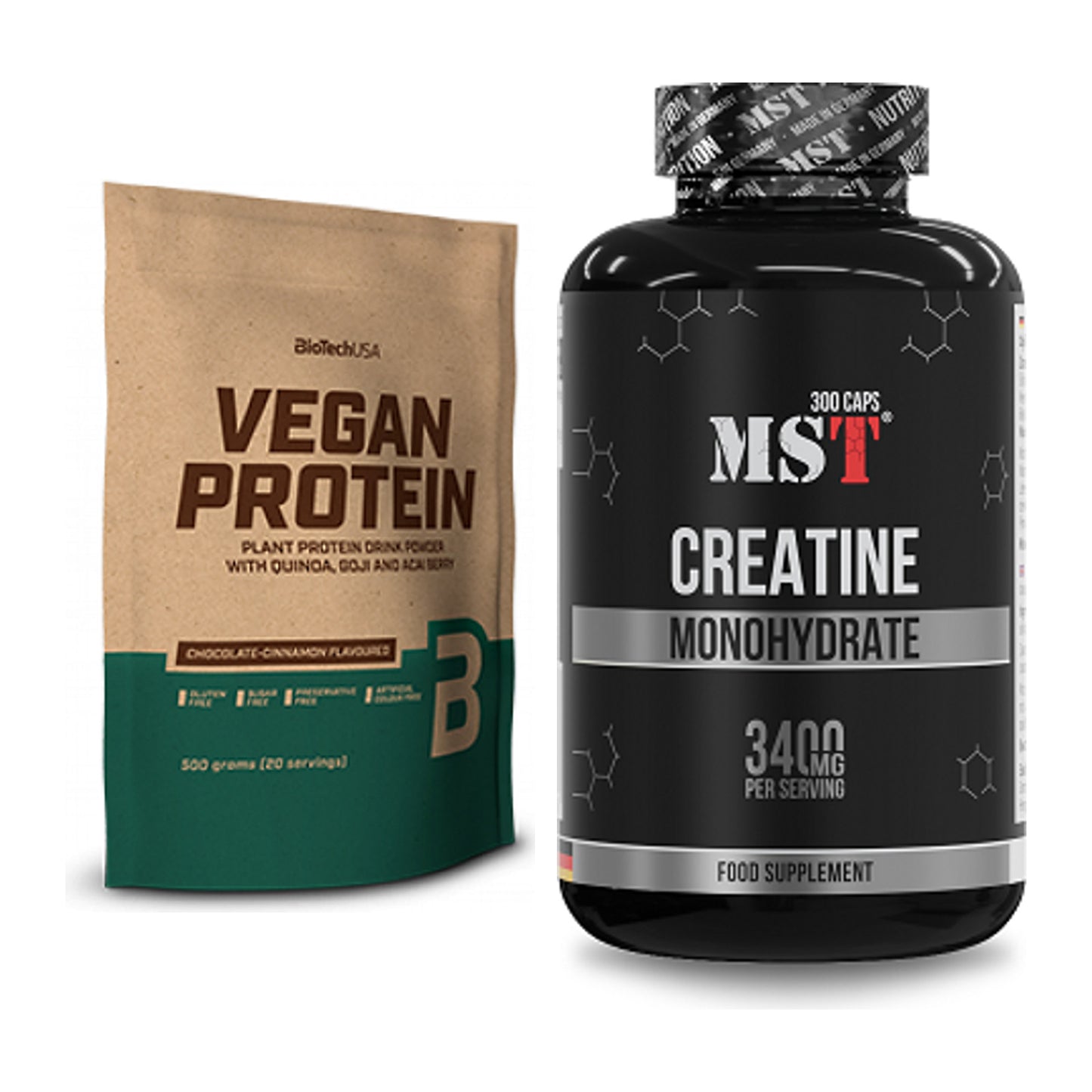 Muskelaufbau-Set: BioTech Vegan Protein + MST Creatine Monohydrate – alle enthaltenen Artikel