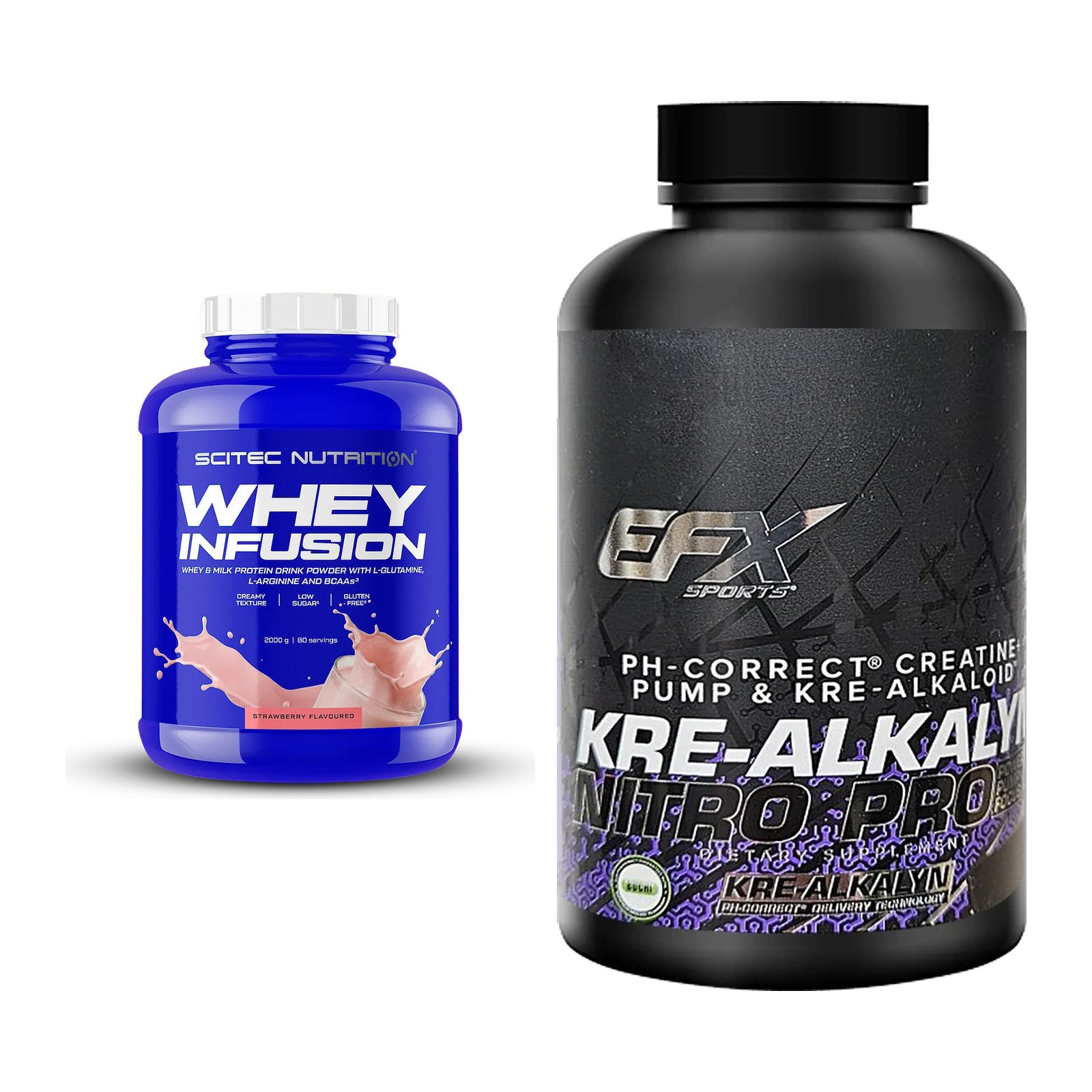 Muskelaufbau-Set: Scitec Whey Infusion + EFX Kre-Alkalyn PRO 120 – alle enthaltenen Artikel