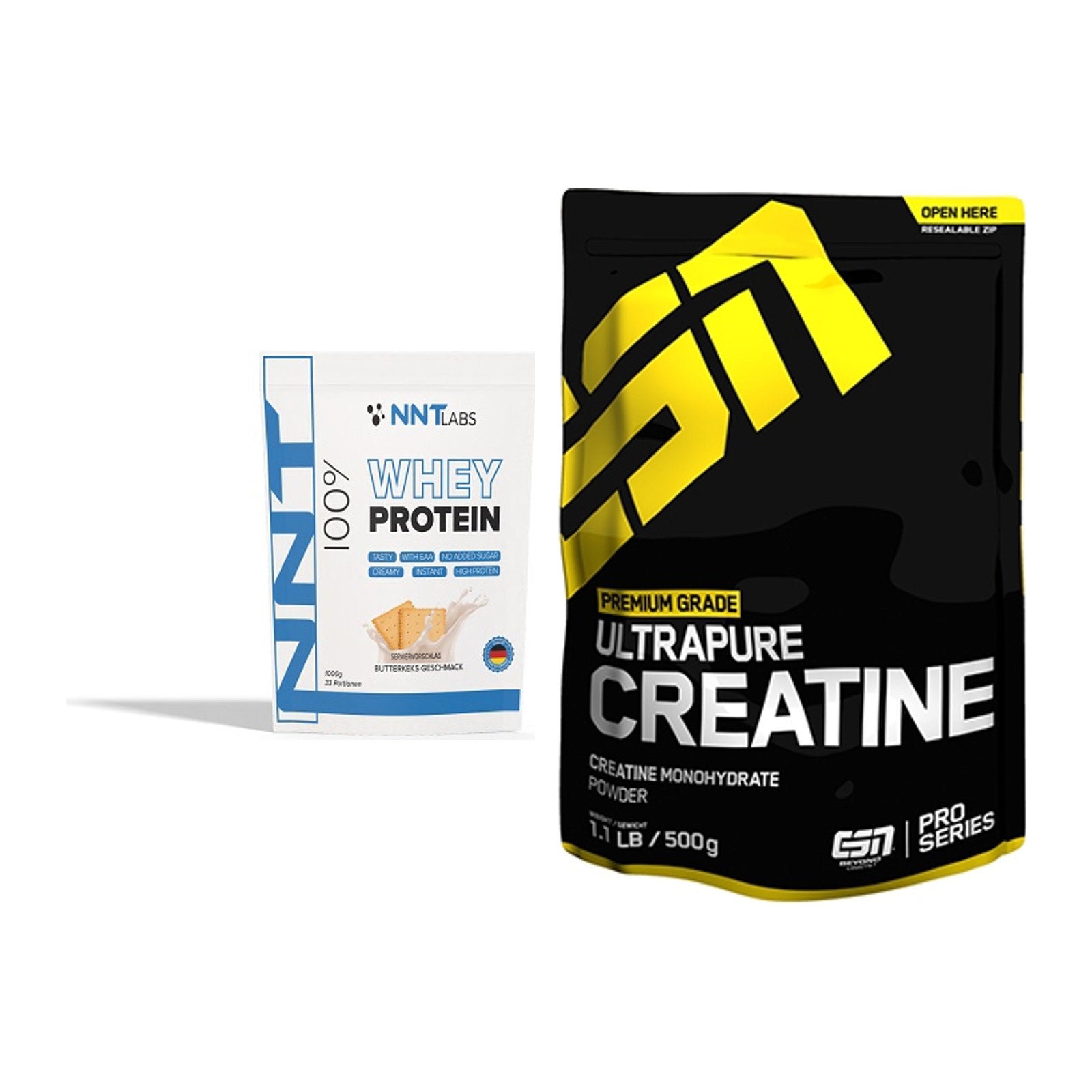 Muskelaufbau-Set: NNT Whey + ESN Ultrapure Creatine Monohydrate – alle enthaltenen Artikel