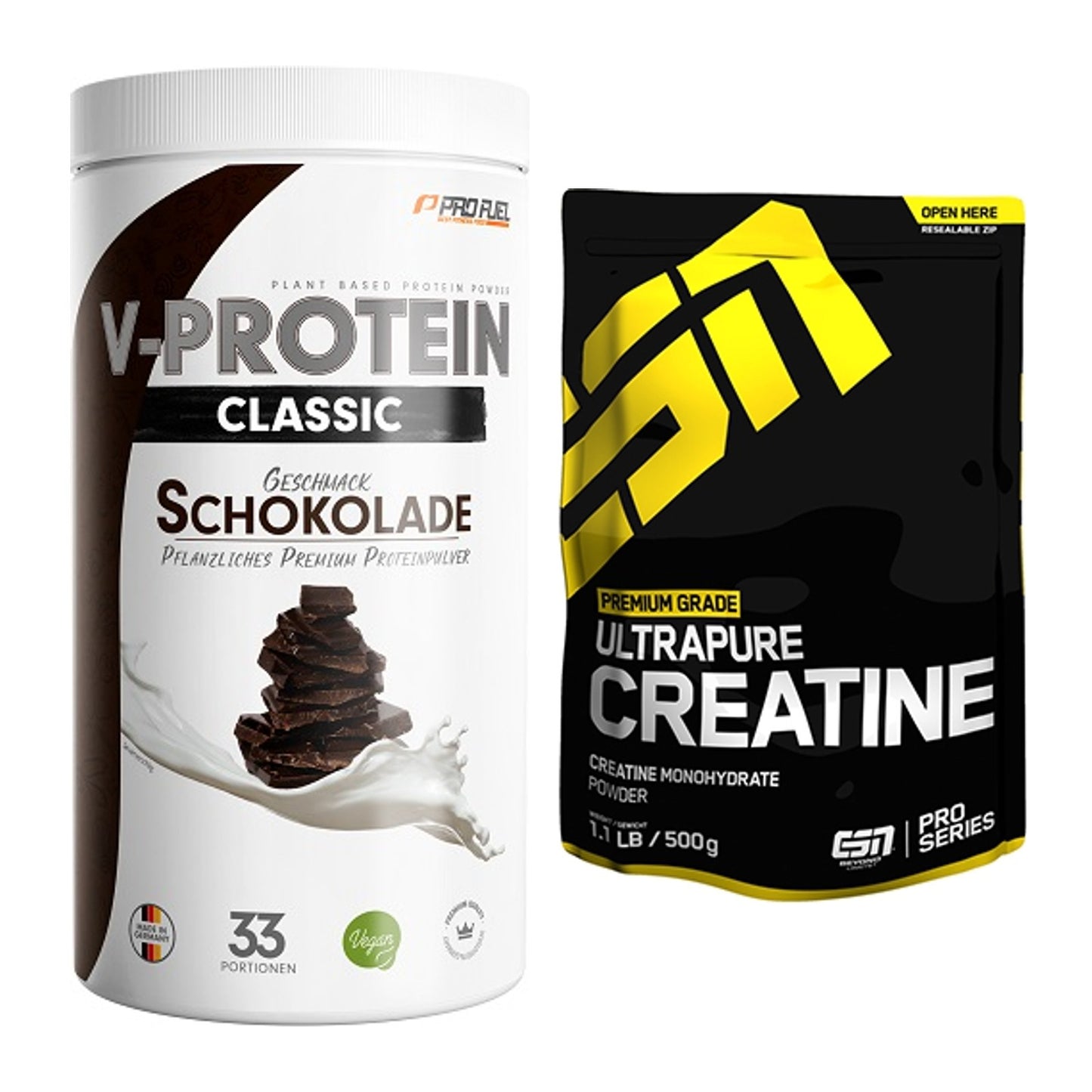 Muskelaufbau-Set: ProFuel VEGAN PROTEIN + ESN Ultrapure Creatine – alle enthaltenen Artikel