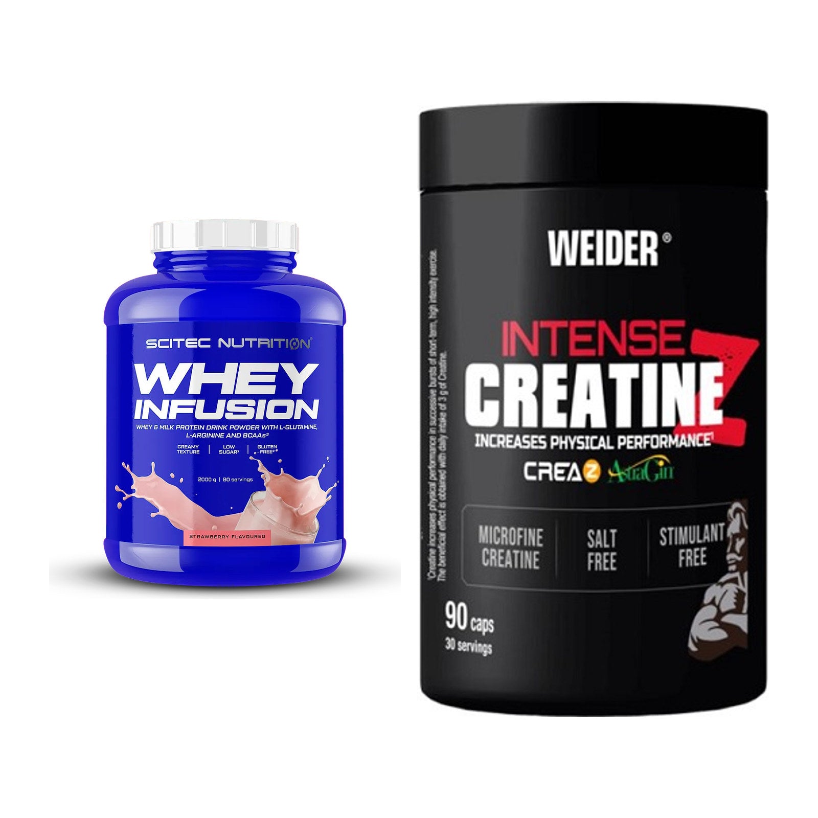 Muskelaufbau-Set: Scitec Whey Infusion + Weider Intense Pure Creatine – alle enthaltenen Artikel