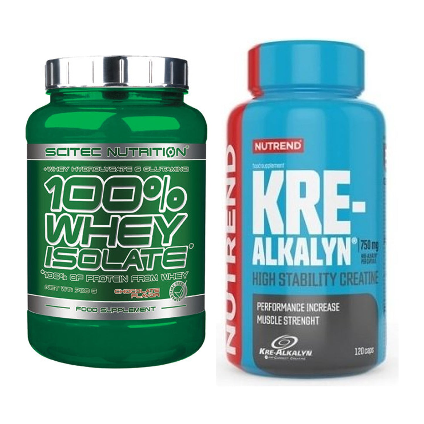 Muskelaufbau-Set: Scitec Whey Isolate + Nutrend Kre-Alkalyn – alle enthaltenen Artikel