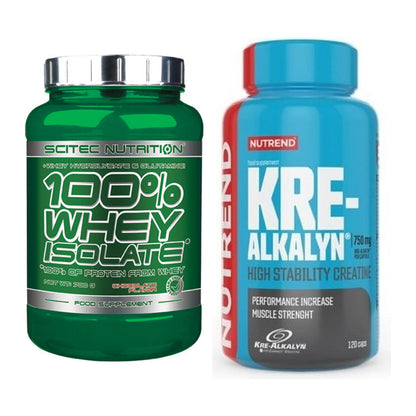 Muskelaufbau-Set: Scitec Whey Isolate + Nutrend Kre-Alkalyn – alle enthaltenen Artikel