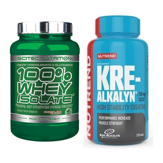 Muskelaufbau-Set: Scitec Whey Isolate + Nutrend Kre-Alkalyn – alle enthaltenen Artikel