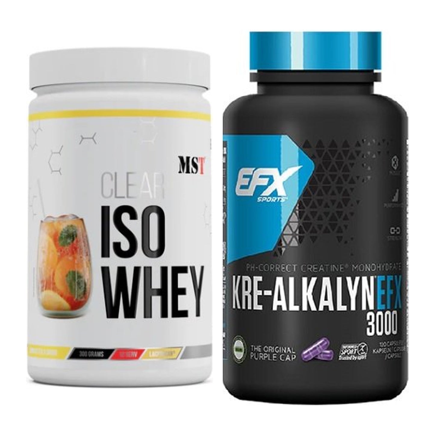 Muskelaufbau-Set: MST Iso Clear + EFX Kre-Alkalyn 3000 – alle enthaltenen Artikel