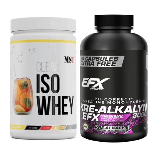 Muskelaufbau-Set: MST Iso Clear + EFX Kre-Alkalyn 3000 – alle enthaltenen Artikel
