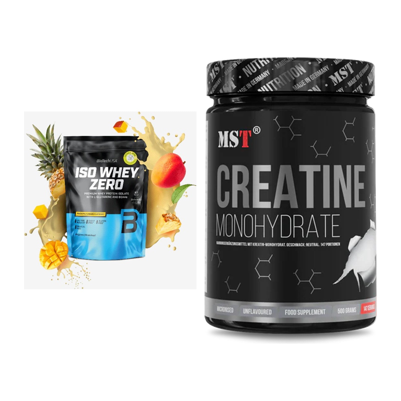 Muskelaufbau-Set: BioTech Iso Whey Zero + MST Creatin Monohydrate – alle enthaltenen Artikel