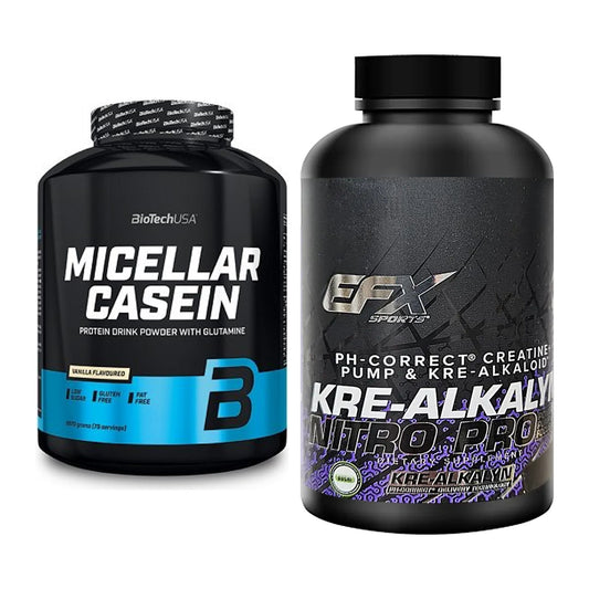Muskelaufbau-Set: BioTech Micellar Casein + EFX Kre-Alkalyn Nitro PRO – alle enthaltenen Artikel