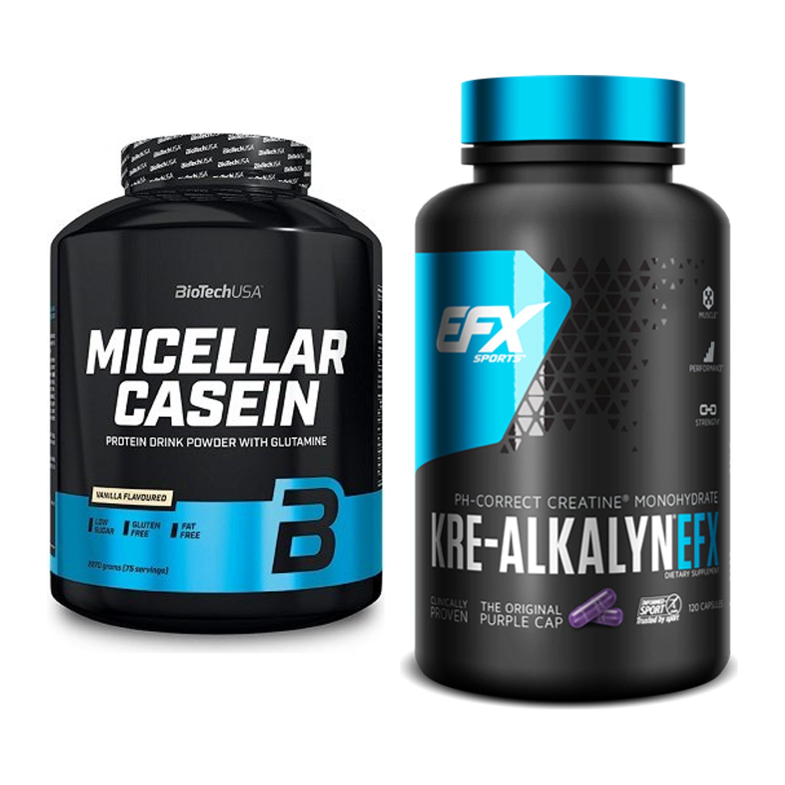 Muskelaufbau-Set: BioTech Micellar Casein + EFX Kre-Alkalyn – alle enthaltenen Artikel