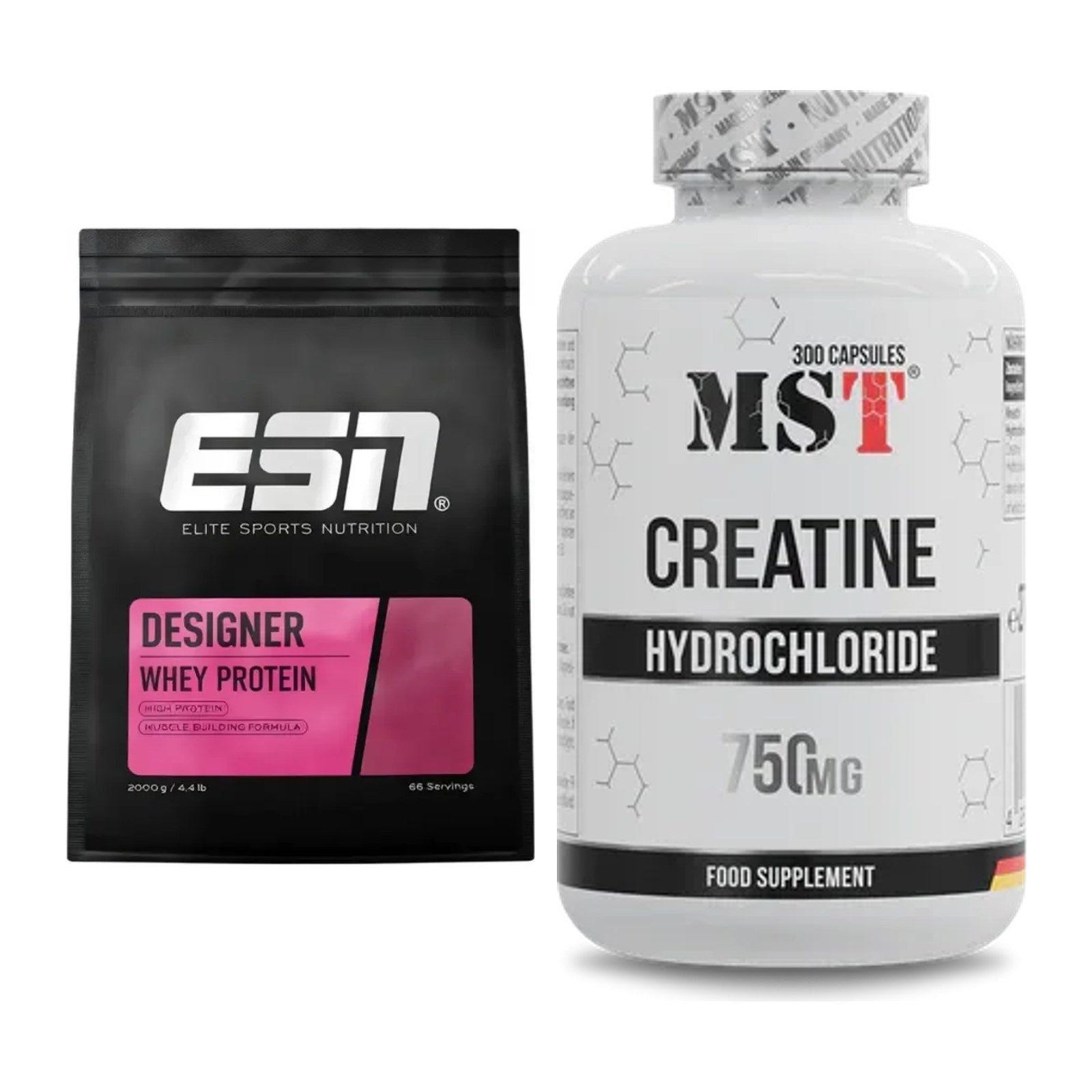 Muskelaufbau-Set: ESN Designer Whey + MST Creatine HCL – alle enthaltenen Artikel