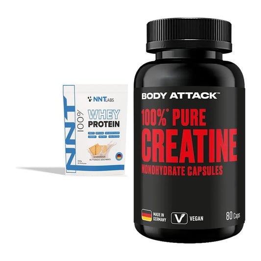 Muskelaufbau-Set: NNT Whey + Body Attack 100% Pure Creatine – alle enthaltenen Artikel