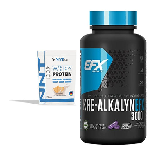 Muskelaufbau-Set: NNT Whey + EFX Kre-Alkalyn 3000 – alle enthaltenen Artikel