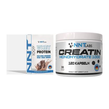NNT Labs Muskelaufbau-Set: Whey 450g (Erdbeer) + Creatin 1000 mg – alle enthaltenen Artikel