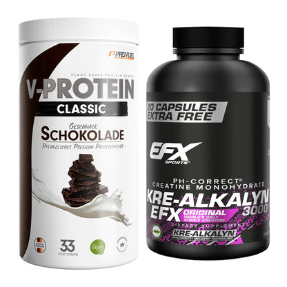 Muskelaufbau-Set: ProFuel VEGAN PROTEIN + EFX Kre-Alkalyn 3000 – alle enthaltenen Artikel