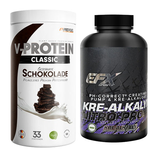 Muskelaufbau-Set: ProFuel VEGAN PROTEIN + EFX Kre-Alkalyn PRO 120 – alle enthaltenen Artikel
