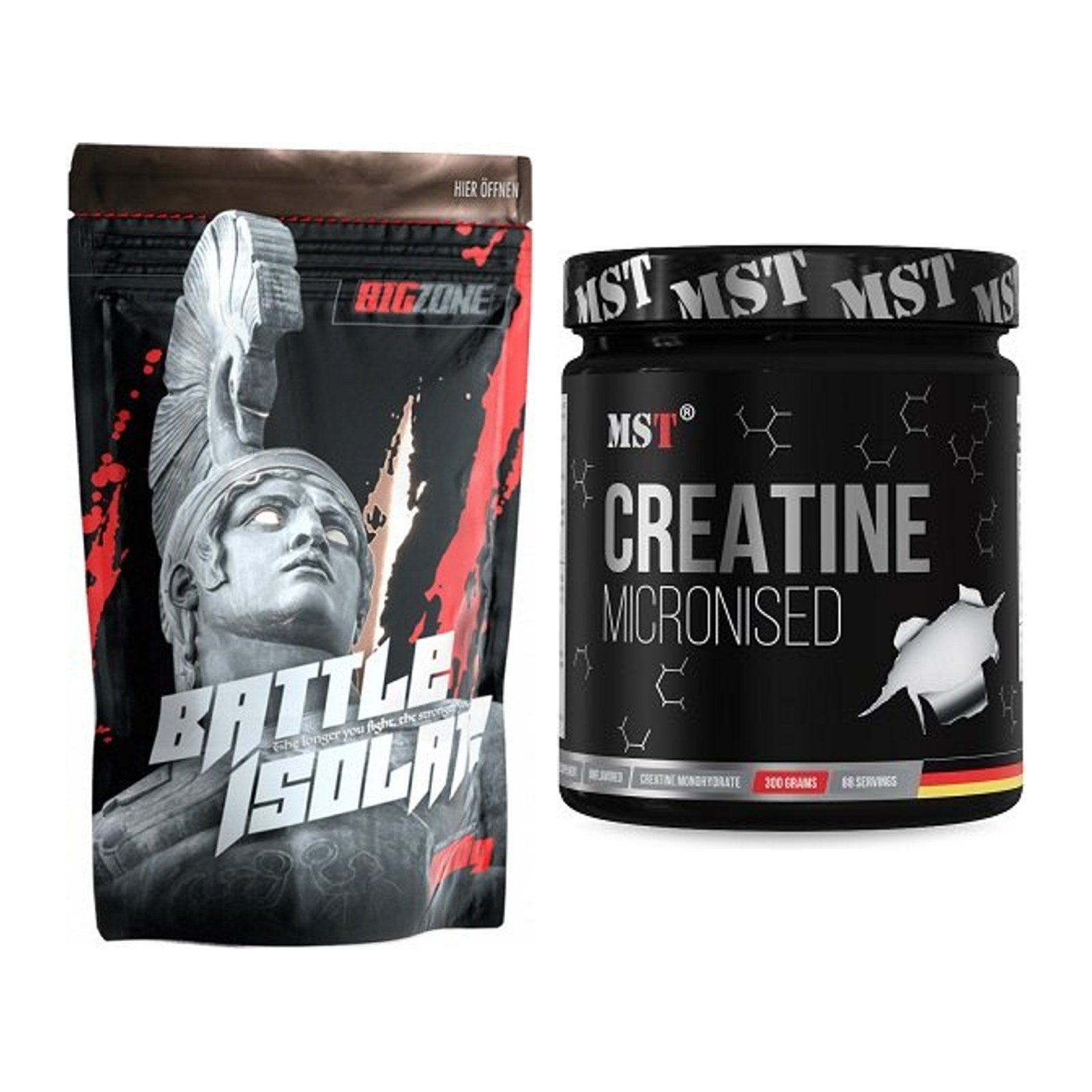 Muskelaufbau-Set: Big Zone Battle Isolate + MST Creatin Monohydrate – alle enthaltenen Artikel