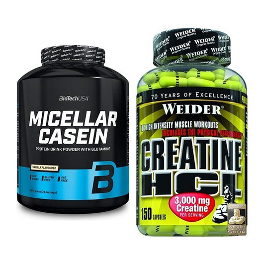 Muskelaufbau-Set: BioTech Micellar Casein + Weider Creatin HCL – alle enthaltenen Artikel