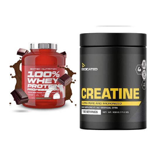 Muskelaufbau-Set: Scitec 100% Whey Professional + Dedicated Creatine – alle enthaltenen Artikel