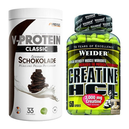 Muskelaufbau-Set: ProFuel VEGAN PROTEIN 1kg + Weider Creatin HCL – alle enthaltenen Artikel