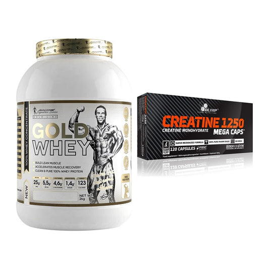 Muskelaufbau-Set: Kevin Levrone Gold Whey + Olimp Creatine Mega Caps – alle enthaltenen Artikel