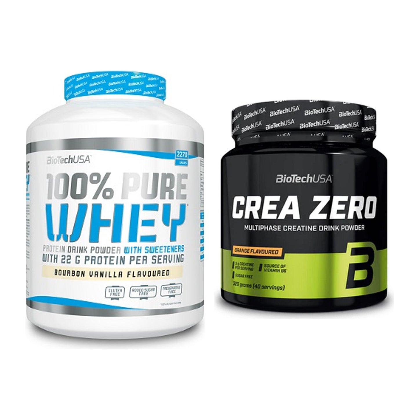 Muskelaufbau-Set: BioTech 100% Pure Whey + BioTech Crea Zero – alle enthaltenen Artikel