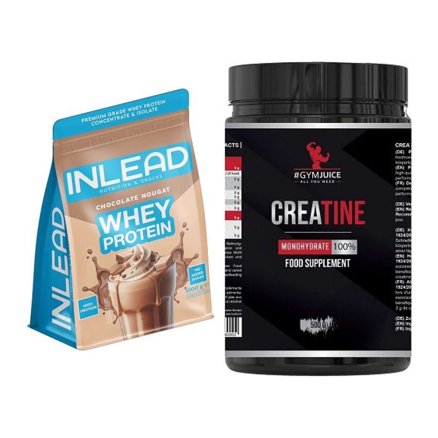 Muskelaufbau-Set: INLEAD Whey Protein + #GYMJUICE Creatine Monohydrate – alle enthaltenen Artikel