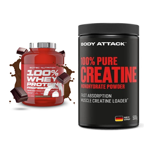 Muskelaufbau-Set: Scitec 100% Whey + Body Attack 100% Pure – alle enthaltenen Artikel